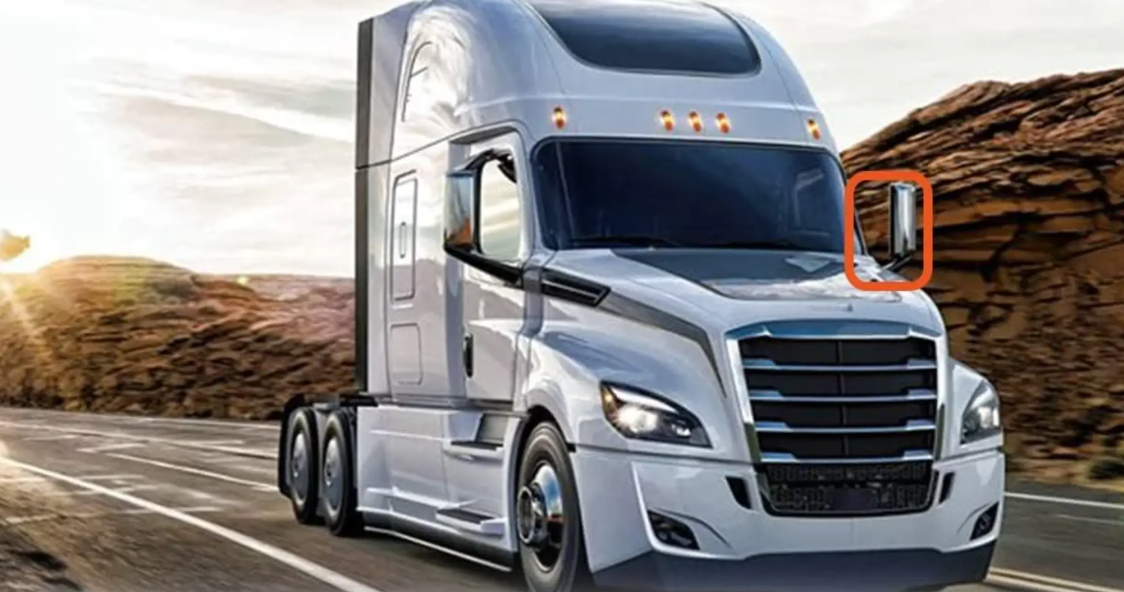 Cascadia 2018+ Door Mirror Product with Application